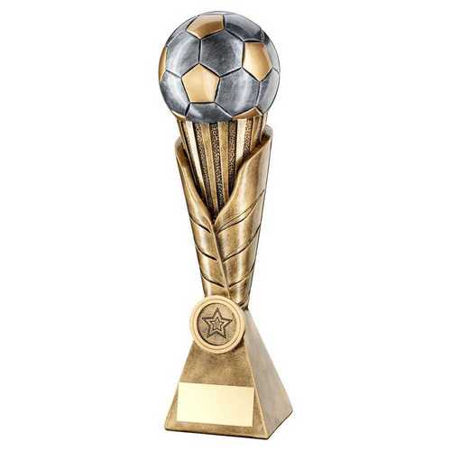 BRZ/PEW/GOLD FOOTBALL ON LEAF BURST COLUMN WITH PLATE (1in CENTRE)