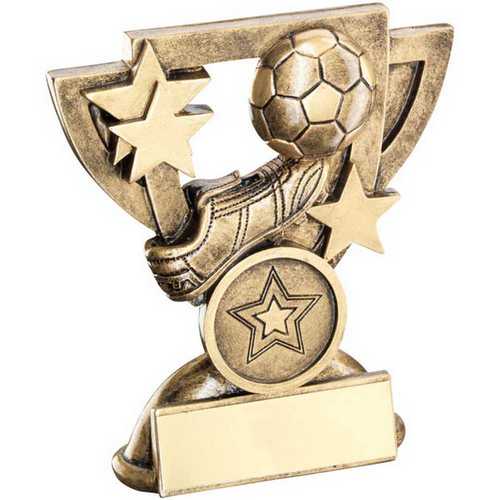 BRZ/GOLD FOOTBALL MINI CUP WITH PLATE (1in CENTRE)