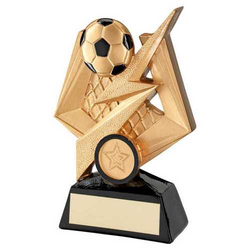 GOLD/BLACK FOOTBALL ON BOLT PENTAGON WITH PLATE (1in CENTRE)