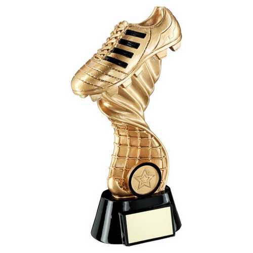 GOLD/BLACK FOOTBALL BOOT ON TWISTED NET WITH PLATE (1in CENTRE)