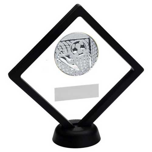 BLACK/CLEAR PLASTIC BOX WITH FOOTBALL INSERT TROPHY GOLD - 6in