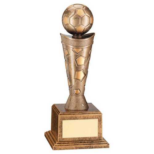BRONZE/GOLD PLASTIC FOOTBALL FIGURE ON BASE