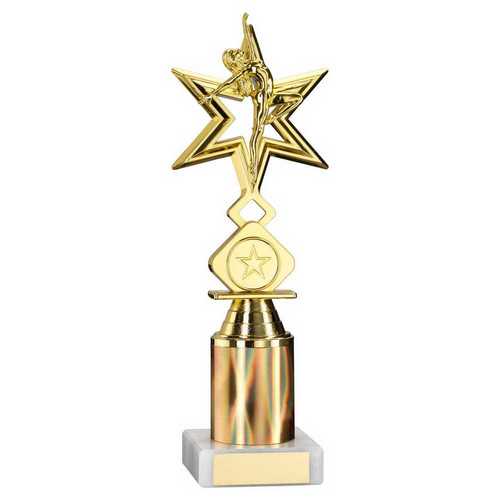GOLD 'DANCE/GYM' STAR FIGURE ASSEMBLED ON MARBLE (1" CEN/1" TUBE)