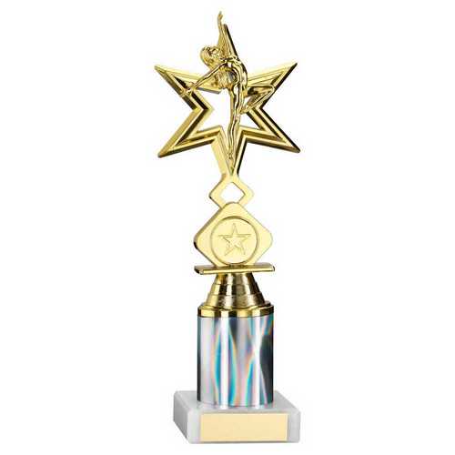 GOLD/SILVER 'DANCE/GYM' STAR FIGURE ASSEMBLED ON MARBLE (1" CEN/1" TUBE)
