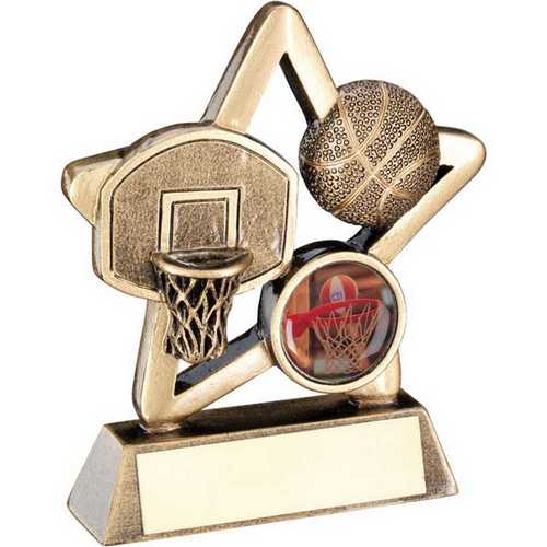 BRZ/GOLD BASKETBALL MINI STAR WITH PLATE (1in CENTRE)