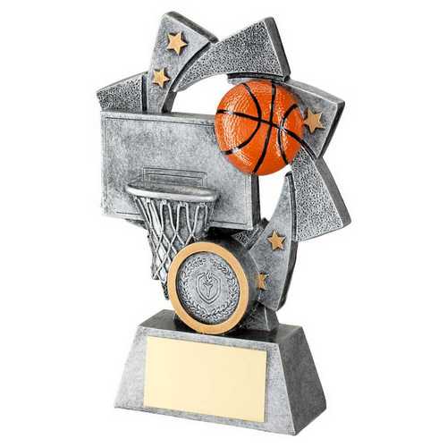 PEW/GOLD/ORANGE BASKETBALL STAR SPIRAL WITH PLATE (1in CENTRE)