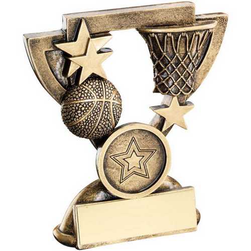 BRZ/GOLD BASKETBALL MINI CUP WITH PLATE (1in CENTRE)