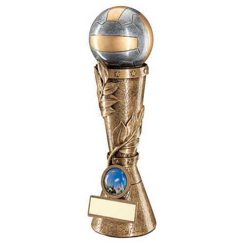 BRZ/PEW/GOLD NETBALL LEAF COLUMN WITH PLATE (1in CENTRE)