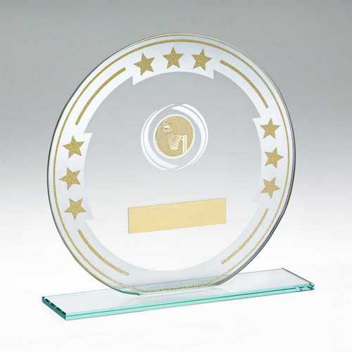 JADE/SILVER/GOLD ROUND GLASS WITH NETBALL INSERT AND PLATE