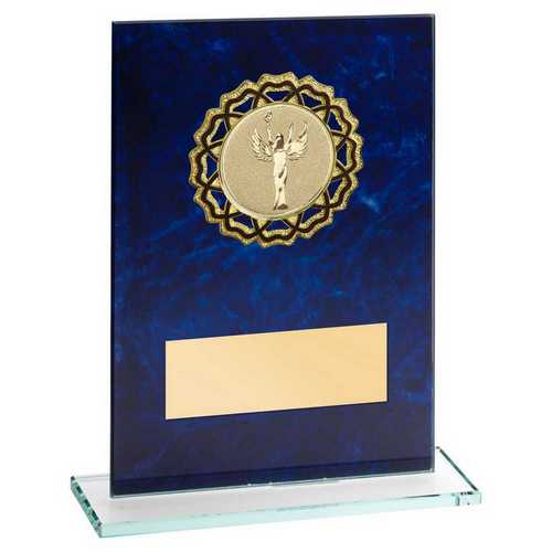 JADE GLASS WITH BLUE MARBLE BACKING AND GOLD/BLK TRIM (2in CEN)