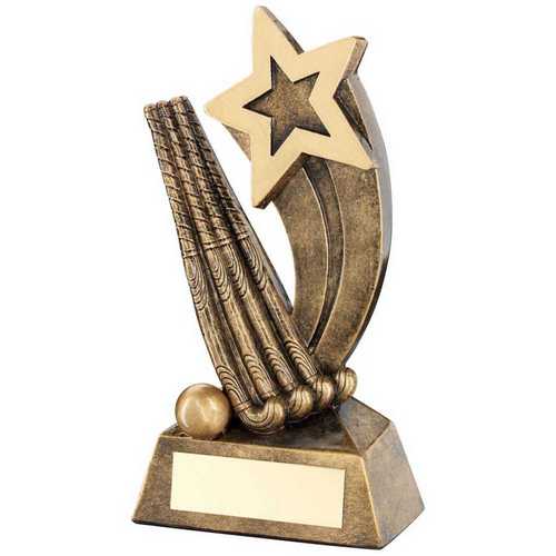 BRZ/GOLD HOCKEY STICKS/BALL WITH SHOOTING STAR WITH PLATE