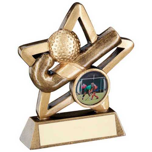 BRZ/GOLD HOCKEY MINI STAR WITH PLATE (1in CENTRE)