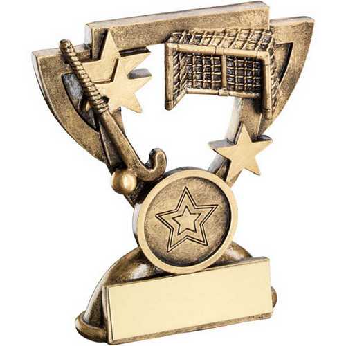BRZ/GOLD HOCKEY MINI CUP WITH PLATE (1in CENTRE)