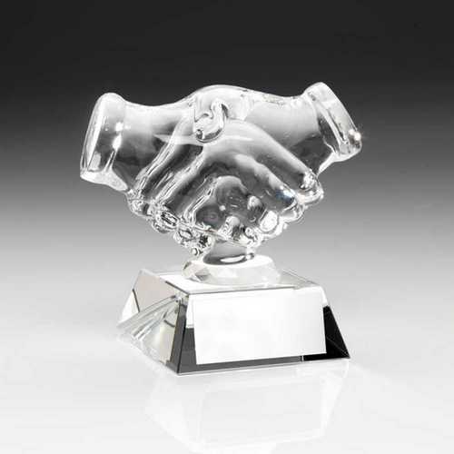 CLEAR GLASS 'HANDSHAKE' WITH PLATE - 4.25in