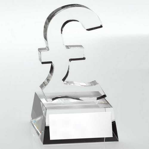 CLEAR GLASS 'POUND SIGN' WITH PLATE - 4.75in