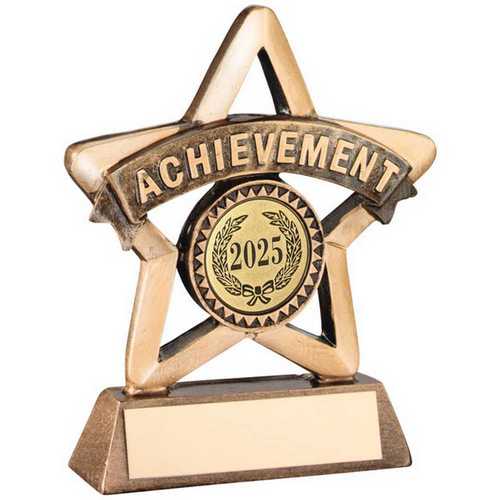 BRZ/GOLD RESIN ACHIEVEMENT MINI STAR WITH PLATE (1in CENTRE)