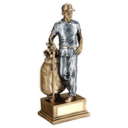 BRZ/PEW MALE GOLFER AND BAG WITH PLATE