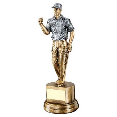 BRZ/PEW MALE 'CLENCHED FIST' GOLFER WITH PLATE