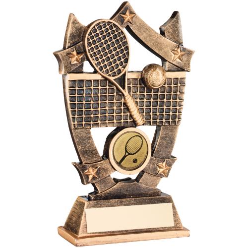 BRZ/GOLD/YELLOW TENNIS RACKETS/BALL WITH SHOOTING STAR WITH PLATE