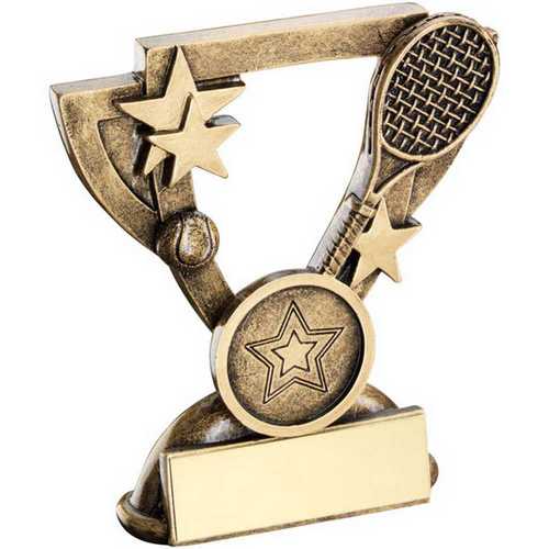 BRZ/GOLD TENNIS MINI CUP WITH PLATE (1in CENTRE)
