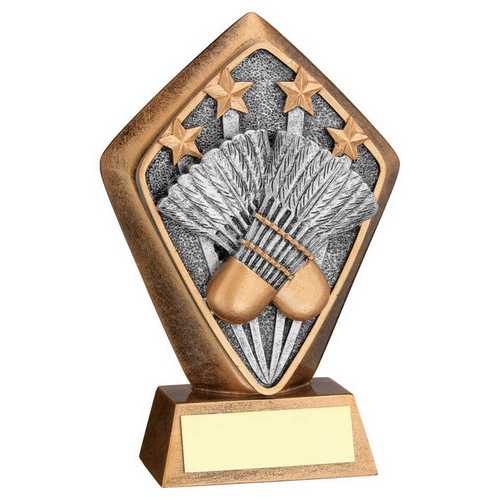 BRZ/GOLD DIAMOND HOLDER WITH 'BADMINTON' DISC WITH PLATE - 5.25in