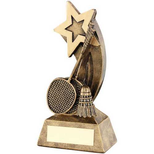 BRZ/GOLD BADMINTON RACKETS/SHUTTLECOCK WITH SHOOTING STAR WITH PLATE