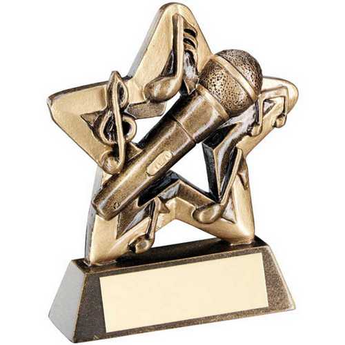 BRZ/GOLD MUSIC MINI STAR WITH PLATE - 3.75in