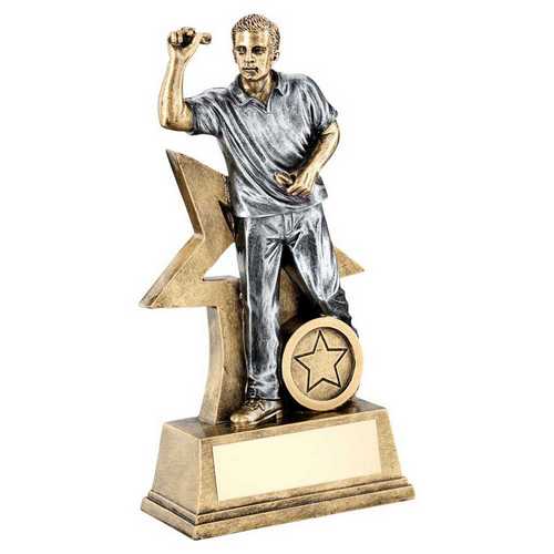 BRZ/GOLD/PEW MALE DARTS FIGURE WITH STAR BACKING WITH PLATE (1in CENTRE)