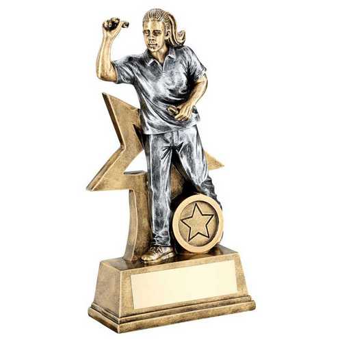 BRZ/GOLD/PEW FEMALE DARTS FIGURE WITH STAR BACKING WITH PLATE (1in CENTRE)