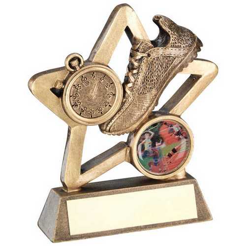 BRZ/GOLD ATHLETICS MINI STAR WITH PLATE (1in CENTRE)
