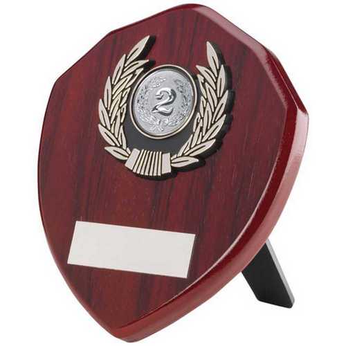 ROSEWOOD SHIELD AND SILVER TRIM ASSEMBLED TROPHY (1in CENTRE)