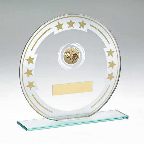 JADE/SILVER/GOLD ROUND GLASS WITH TABLE TENNIS INSERT AND PLATE