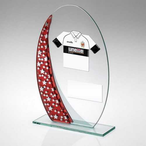 JADE/RED/SILVER OVAL GLASS AND PLATE - (REQUIRES SHIRT B)