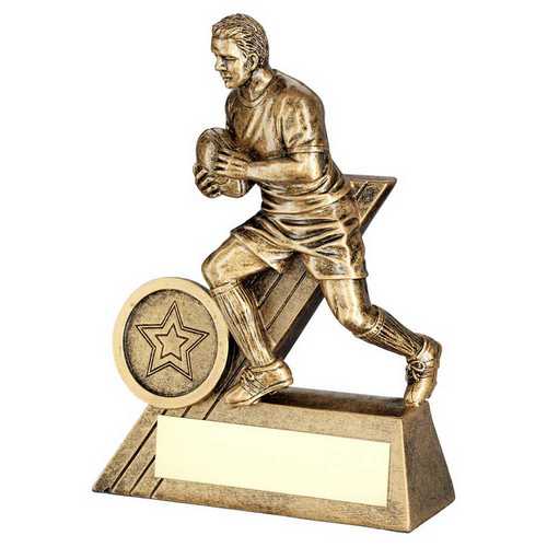 BRZ/GOLD MALE RUGBY MINI FIGURE WITH PLATE (1in CENTRE)