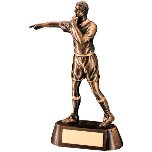 BRZ/GOLD RESIN REFEREE FIGURE WITH PLATE - 6.75in