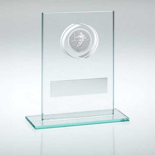 JADE/SILVER GLASS WITH RUGBY INSERT AND PLATE