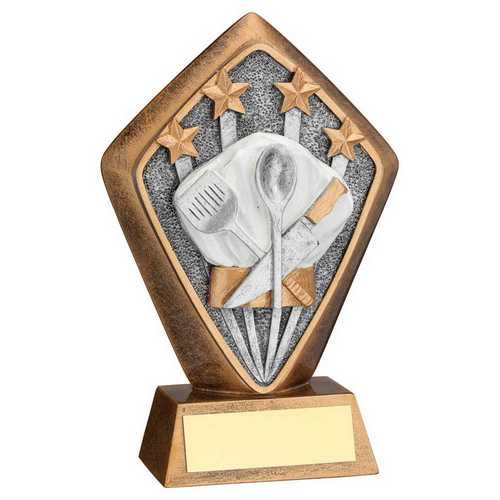 BRZ/GOLD DIAMOND HOLDER WITH 'COOKING' DISC WITH PLATE - 5.25in