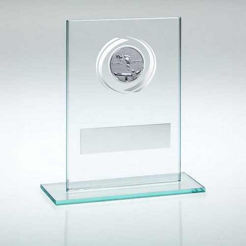 JADE/SILVER GLASS WITH POOL/SNOOKER INSERT AND PLATE