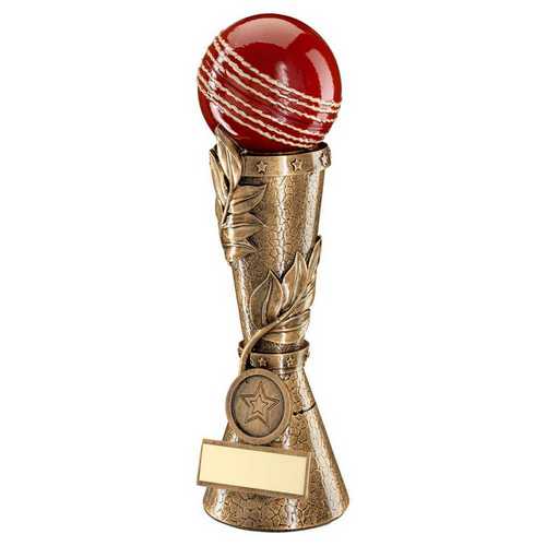 BRZ/GOLD/RED CRICKET BALL LEAF COLUMN WITH PLATE (1in CENTRE)