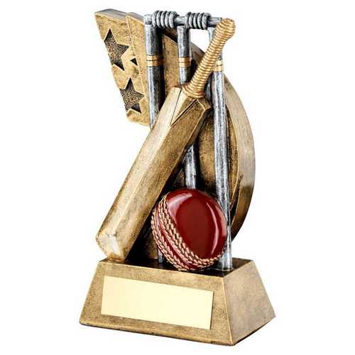 BRZ/PEW/RED CRICKET STUMPS/BAT/BALL ON STAR SWOOSH WITH PLATE