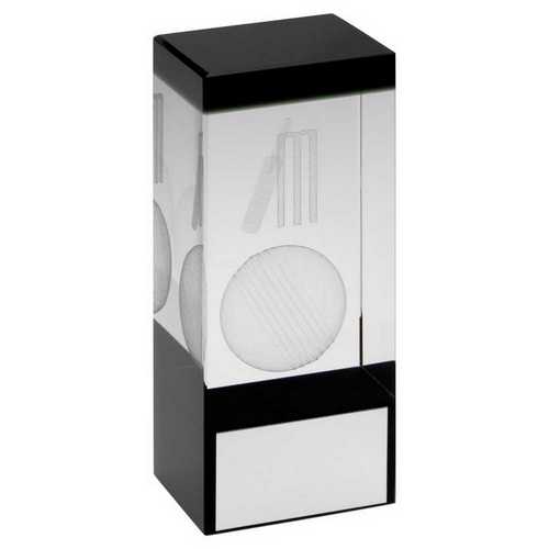 CLEAR/BLACK GLASS BLOCK WITH LASERED CRICKET IMAGE WITH PLATE