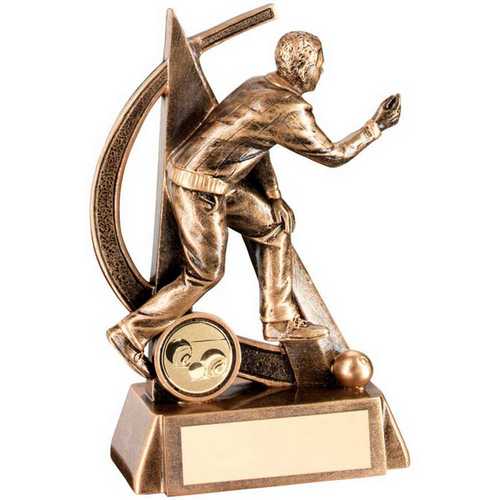 BRZ/GOLD MALE LAWN BOWLS GEO FIGURE WITH PLATE (1in CENTRE)