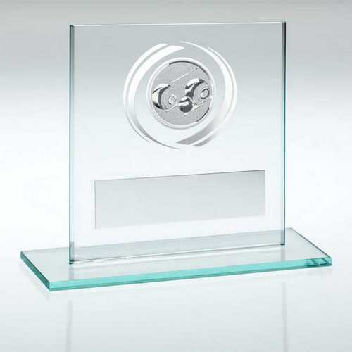 JADE/SILVER GLASS WITH LAWN BOWLS INSERT AND PLATE