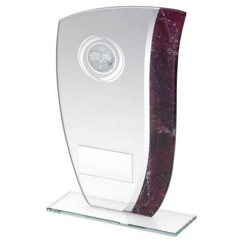JADE GLASS CLARET/SILVER MARBLE DETAIL WITH MOTOR SPORT INSERT AND PLATE