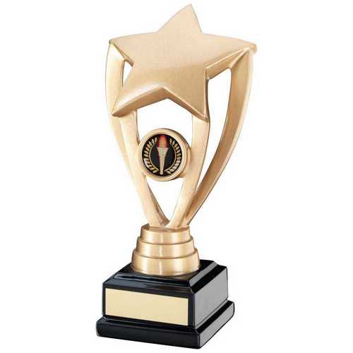 GOLD SHOOTING STAR HOLDER ON BLACK BASE WITH PLATE (1in CENTRE)