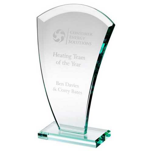JADE GLASS CURVED V PLAQUE (10mm THICK)