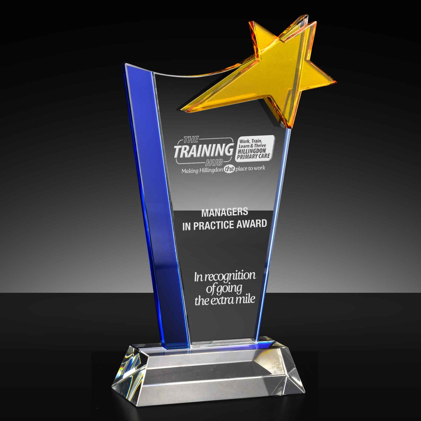 Festival Star Blue & Yellow Glass Award 24cm (9 1/2")