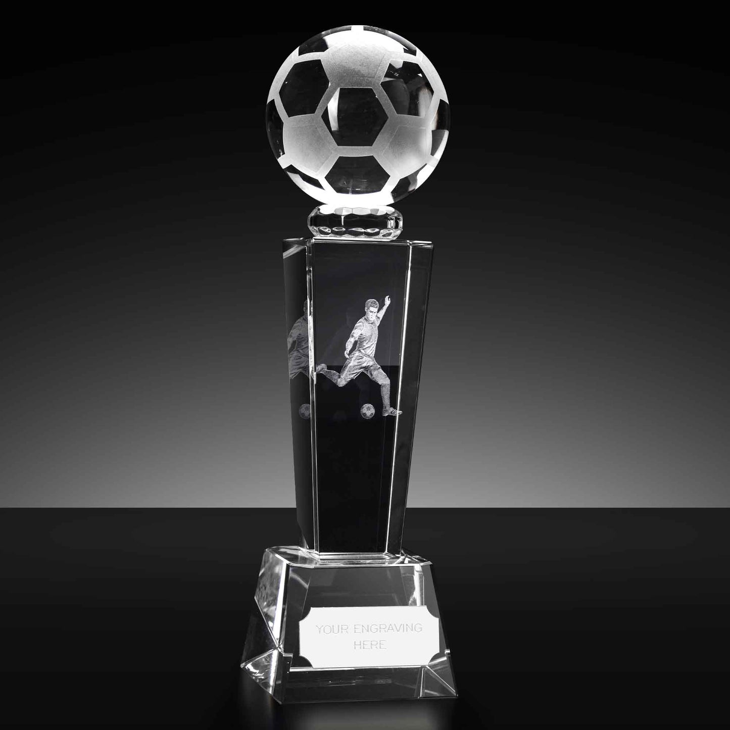 Unite 3D Tower Crystal Football Trophy 17.5cm (7")