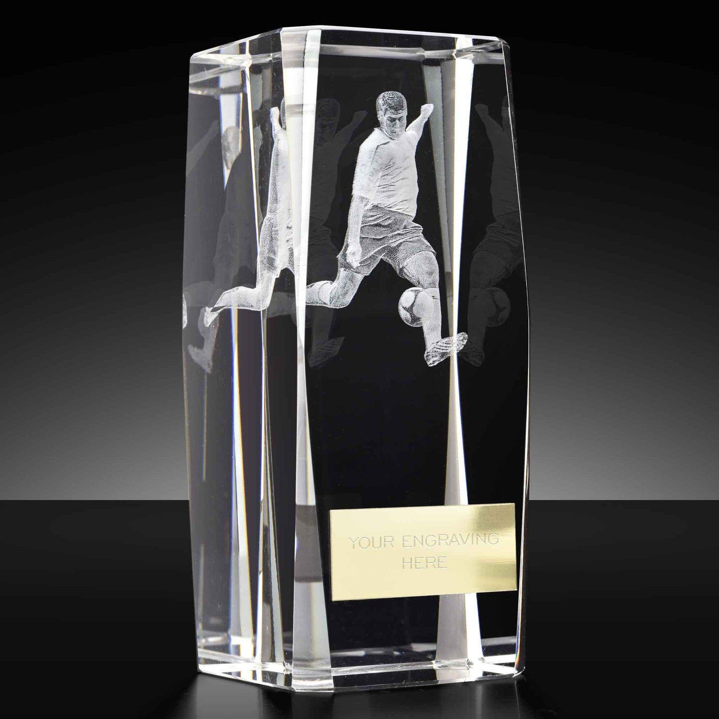 Clarity Block Crystal Football Award 11.5cm (4 1/2")