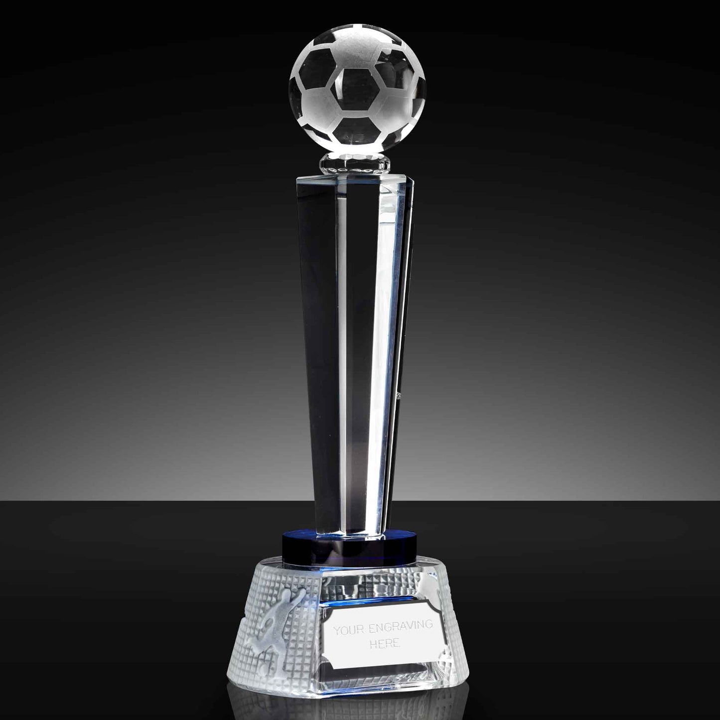 Agility 3D Hexagonal Column Football Crystal Award 25cm (9 7/8")